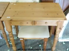 A pine dressing table and stool (W79 x H75 x D47cm)