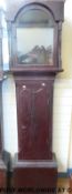 A 19thC oak longcase clock case and hood for the restorer, with reeded decoration,