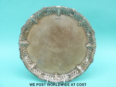 A Walker & Hall Edwardian silver salver with shaped gadrooned edge,