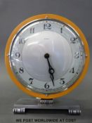 A retro 8 day English mantel clock, 15cm dial, Arabic numerals,