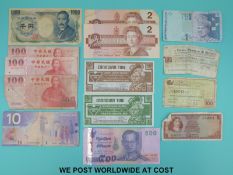 A small collection of overseas bank notes etc.