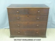 A 19thC oak chest of two over three graduated drawers (height 86cm, width 100cm,