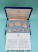 Coinage of Belize silver proof coin set in case with certificate