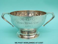 Michinhampton Golf Club Hong Kong Cup 1931 hallmarked silver twin handled pedestal trophy,