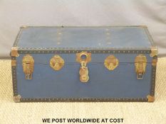 A metal bound steamer trunk,
