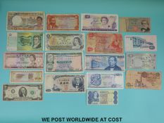 An amateur collection of world bank notes to include Kenya, Greece, Italy, USA, Mexico, Egypt,