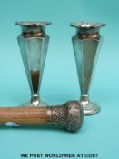 A pair of hallmarked silver trumpet vases (height 11.