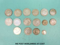 A small collection of largely WWI era UK silver coins together with inter war and WWII UK silver