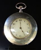 A slender 9ct gold pocket watch with Arabic numerals, keyless wind movement,