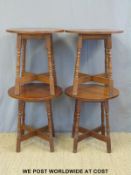 Four oak pub tables,