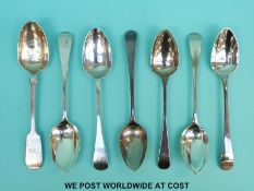 Four various Bateman Georgian hallmarked silver dessert spoons,