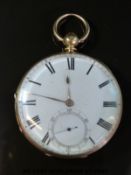 Edward Ramsey of Devonport 18ct gold gentleman's open faced pocket watch with inset subsidiary