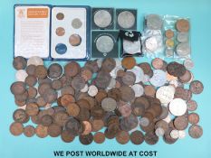 A collection of sundry UK coinage to include a 1953, nine coin set, first decimals,