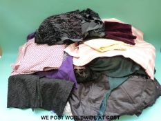 A box of material for fabric making to include off cuts of lining material,