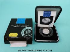 New Zealand first piedfort coin, a 1992 dollar,