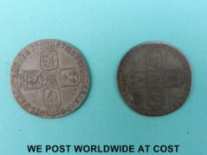 A 1757 George II six pence, VF,