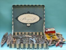 A large collection of balsa and plastic naval ship and aircraft models,