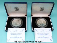 Two cased silver proof 1986 commemorative crowns for the Wedding of Prince Andrew to Sarah Ferguson