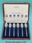 British hallmarked silver Mappin and Webb cased spoons,