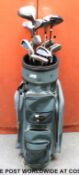 A full set of golf clubs in bag