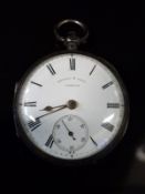 Kendal & Dent London hallmarked silver pocket watch with inset subsidiary seconds dial,