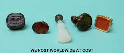 Five various hard stone intaglio and other seals