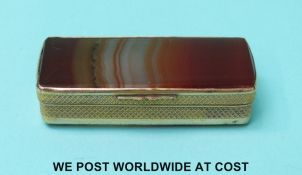 A double sided banded agate gilt metal vesta/snuff box,