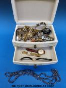 A quantity of costume jewellery and watches to include a 9ct gold cased example,