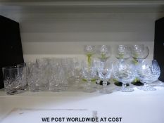 A quantity of cut glass to include five whisky tumblers and two brandy glasses,