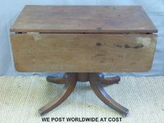 A 19thC mahogany sofa table raised on four curved feet (L91 x max W105 x H72cm)