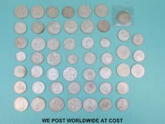 A collection of VF or new VF pre 1947 florins and halfcrowns (610g)