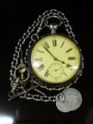 Continental silver gentleman's pocket watch with inset subsidiary seconds dial,
