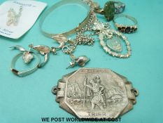A quantity of silver jewellery to include rings, bracelet,