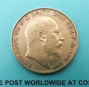 A 1909 Edward VII gold half sovereign