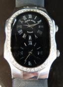 Philip Stein Teslar wristwatch with black dual time dial,