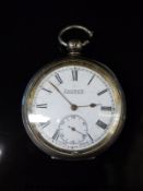 T Lovejoy of Wimbeldon silver pocket watch with inset subsidiary seconds dial, Roman numerals,