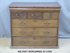 A 19th century oak chest of three over three straight drawers (W100 x D54 x H86cm)