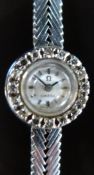 Omega 18ct white gold ladies wristwatch with sixteen diamonds inset to the bezel,