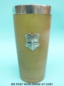 A Victorian hallmarked silver mounted horn beaker 