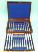 A Victorian 12 place hallmarked silver fruit/ dessert service with hallmarked silver blades,