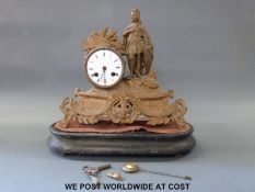 A 19th century King Arthur style figural clock with two train movement by J Martin & Son striking