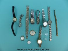 Over ten various ladies and gentleman's wristwatches including silver examples