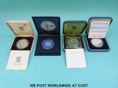 Silver proof crowns, sterling Jersey pound etc.