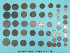 A small quantity of 19th century etc English and overseas coinage including Georgian, Victorian,