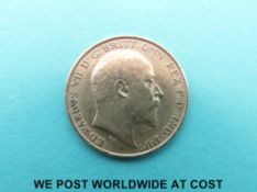 A 1909 Edward VII gold half sovereign.