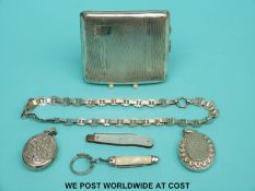 A hallmarked silver cigarette case (111g),