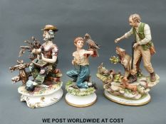 Three Capodimonte figures, two with Naples mark.