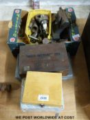 A quantity of lathe and milling equipment to include large pair of WES V blocks, collets etc.