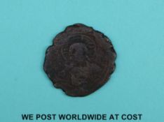 Constantine VIII Byzantine bronze coin, approximately 32mm diameter, 12.