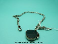 A Victorian silver pocket watch chain/Albert made up of knotted links and a hallmarked silver fob